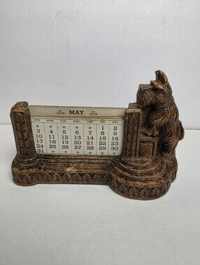 Orna Wood Scottie Dog Perpetual Desk Calendar Pre-owned,  Adorable,  Vintage!